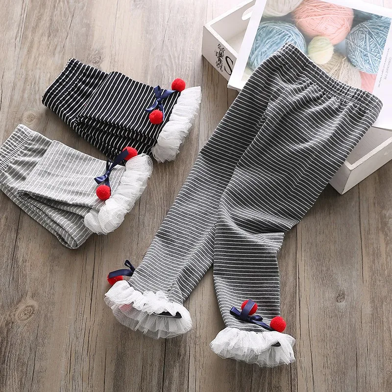 

Lace Baby Leggings Cotton Knitted Baby Pants Skinny Baby Girl Leggings Ankle-length Striped Warmer Kids Pants Spring Autumn sx1