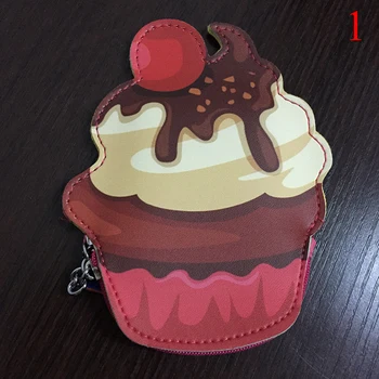 

Creative cartoon key chain leather card holder Ice cream money price gift cute mini Cupcake women wallets for girls coin purses