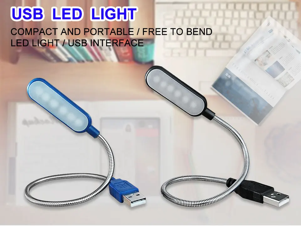 Portable USB LED Desk Lamps 5V 6LEDs Eye Protect Table Lamp Bendable USB Powered Computer Notebook Reading Book Light (1)