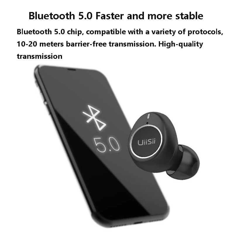 UiiSii TWS Ture Беспроводная bluetooth-гарнитура BT5.0 мини крючок для сережки наушники с зарядным устройством спортивные наушники для телефона