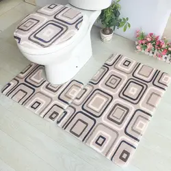 Унитаза коврик с 3D эффект коврик воды, абсорбирующие мягкие Нескользящие комплект из 3 предметов Ванная комната ковер Туалет ковер набор