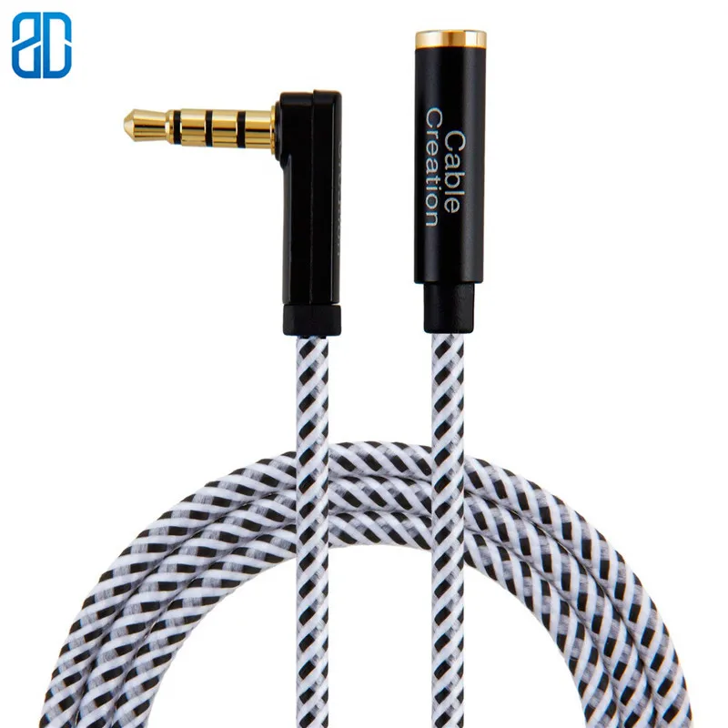 

3.5mm TRRS Auxiliary Audio Cable Male to Female Extension Stereo Audio Cable 90 Degree Right Angle (Microphone Compatible)