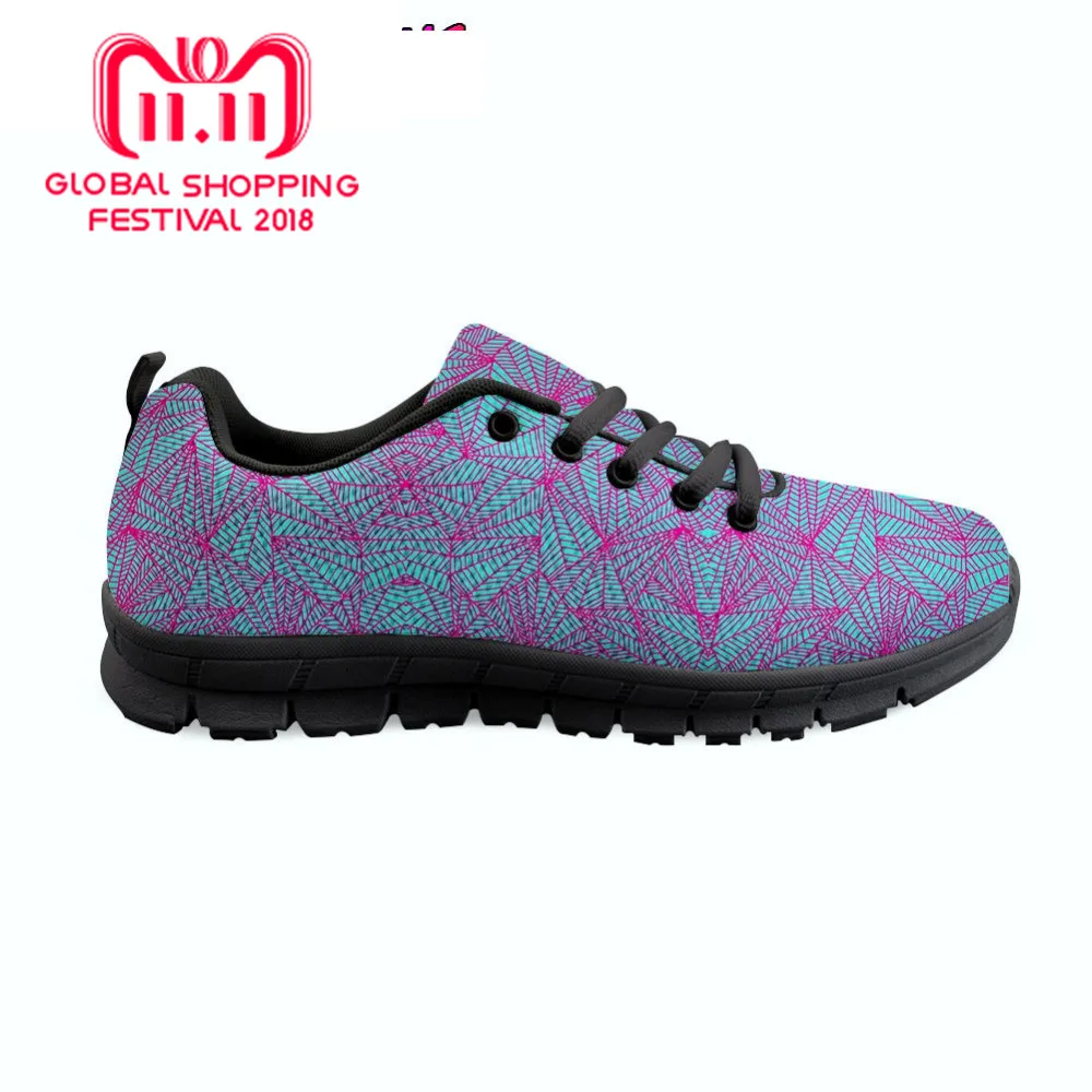 

Autumn Women Casual Flat Shoes African style Print Pattern Breathable Mesh Shoes Flats for Women Lace-up Ladies Shoes