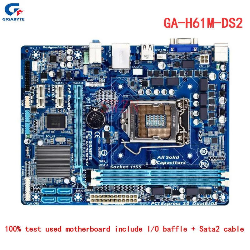 original Used Desktop motherboard For Gigabyte GA H61M DS2 H61 support