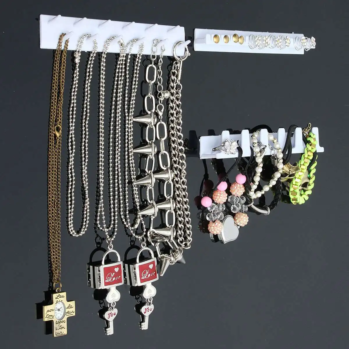 Jewelry Hanger Organizer Display Hanging Rack Earring Necklace Ring
