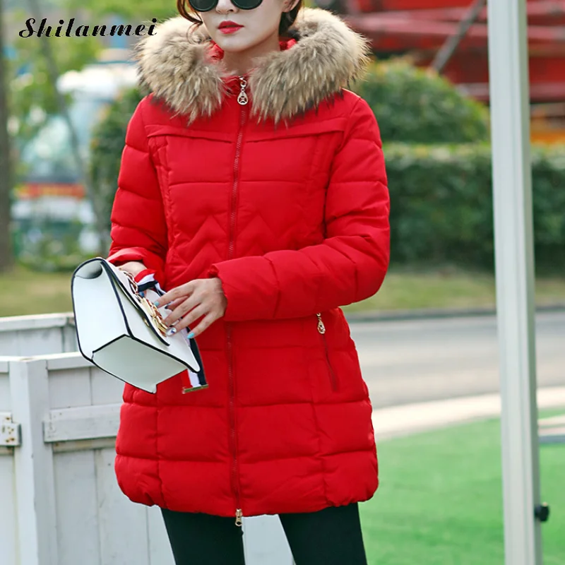 

Winter Female Long Jacket 2018 Winter Coat Women Fake Fur Collar Warm Loose Parka Outerwear Down Jackets Plus Size Women Coat