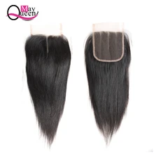 Возможно королевские волосы бразильские человеческие волосы закрытие 4X4 средняя три части кружева Закрытие "-20" натуральный цвет