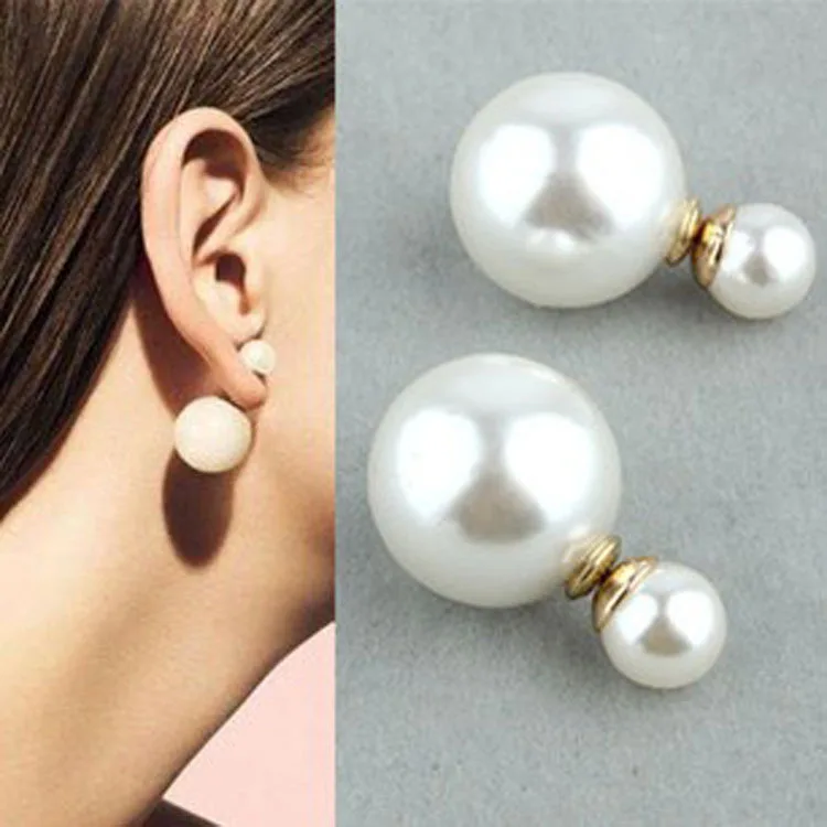 Alternative Novel Sided Large Small Fake Pearl Stud Earrings Can Be Alternative Novel Sided Large Small Fake Pearl Stud Earrings Can Be Wear Before And After Ear Pin Fashion Jewelry Whole In From