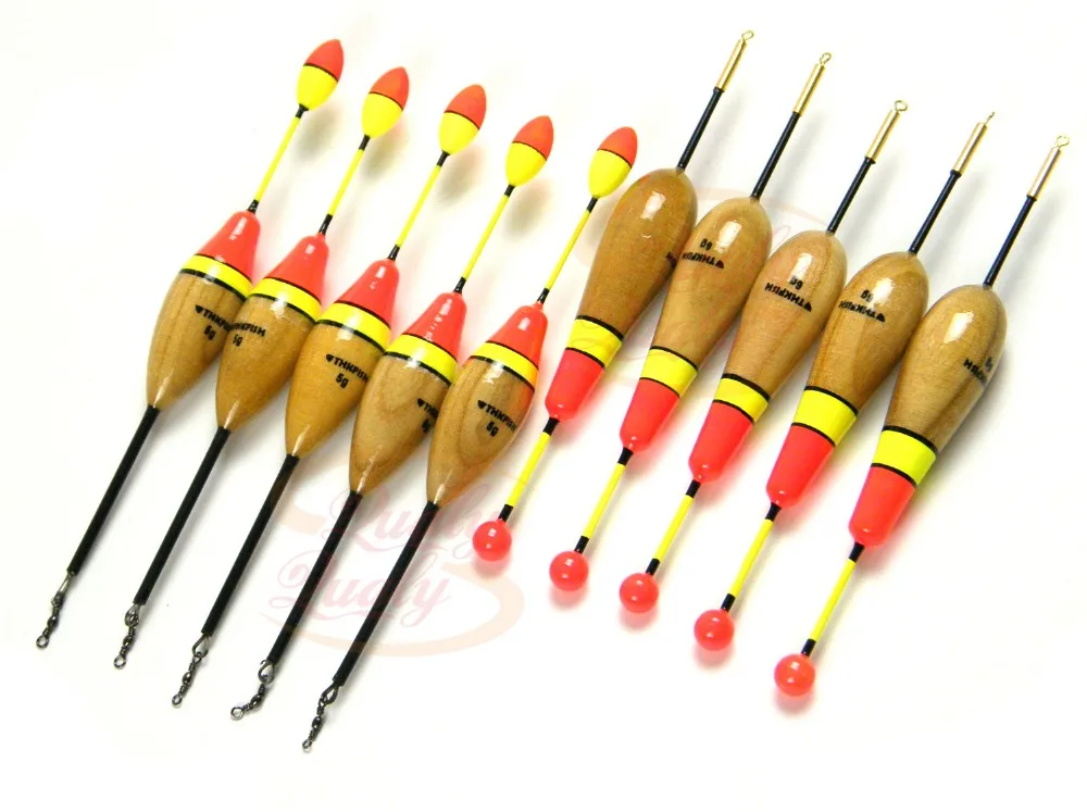 10 Pcs 5g 6g 0 17 0 21oz Mix Style THKFISH Vertical Buoy Paulownia Wood font
