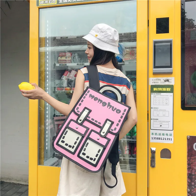 Menghuo 3D Anime Bag Cartoon Women Backpack School Bag 3D Style Canvas 2D Travel Drawing Book Mochila for Teenagers Girl Mochila (56)