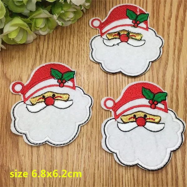 

New Arrival 10 pcs Father Christmas Embroidered patches iron on cartoon Motif RS Applique embroidery accessory