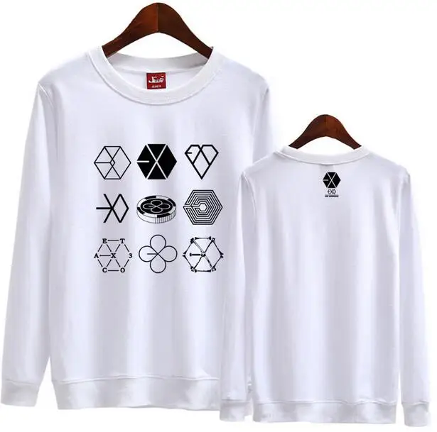 Толстовка Kpop exo concert same 9 с принтом логотипов свитер круглым вырезом для l унисекс