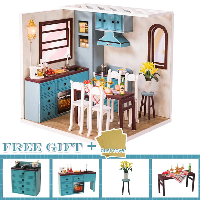 Кукольный домик Cutebee миниатюрная мебель кукольный домик DIY Миниатюрные домики комнаты Каса игрушки для детей DIY кукольный домик M10F - Цвет: M11F-A