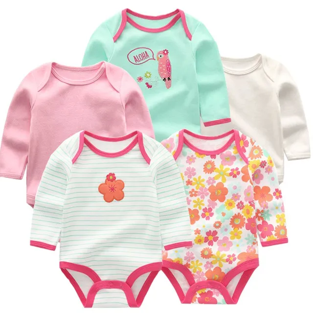 Супер детская одежда, 5 шт./лот, короткие боди для новорожденных и цельнокроеные летние комплекты одежды, Комбинезоны для младенцев - Цвет: BDL5225