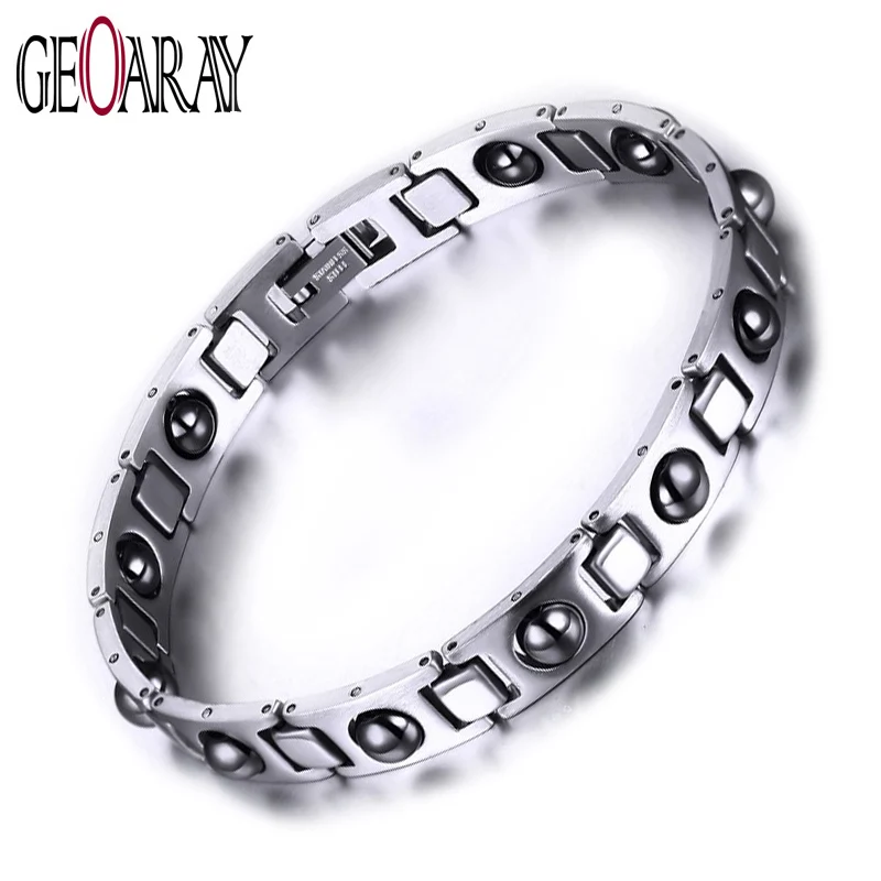 

Wrap Bracelet Men Jewelry Black Hematite Magnet Stainless Steel Link Chain Fashion Jewelry Adjustable Length