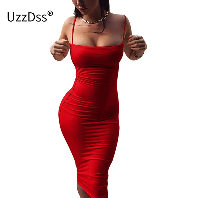 Red Sexy Bandage Midi Dress