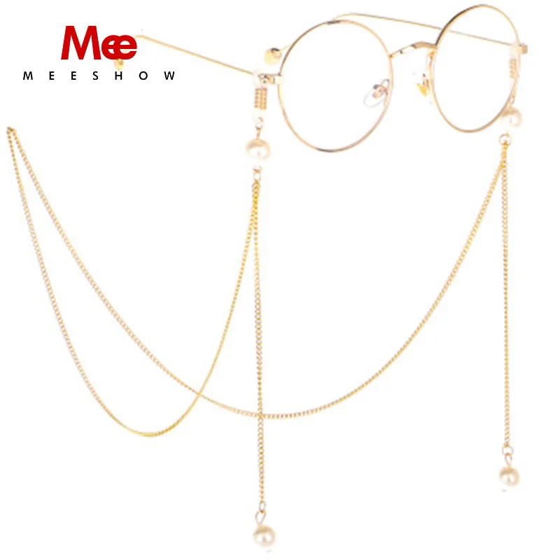 

Stainless Steel OPTICAL GLASSES Lanyard Strap Necklace Eyeglass Multicolor pearl Chain Cord For Reading L002