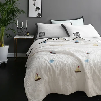 

3/4 piece 100% microfiber fabric summer quilts/comforter printed stripes free shipping three sizes for adults 200x230cm