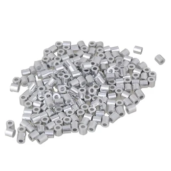 

500Pcs 1.5mm Round Ferrules Sliver Aluminum Crimping Loop Wire Rope Clip Sleeves Clamps for M1.5 Wire Rope