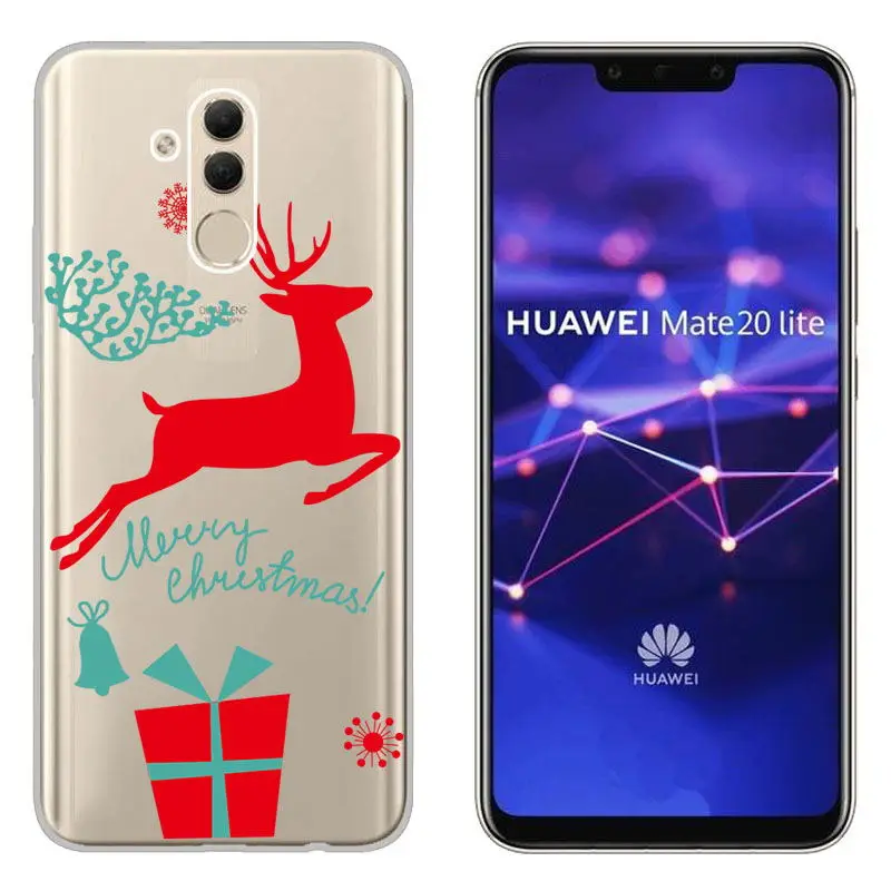 sFor Huawei Mate 20 lite Christmas Case Cover With Santa Claus Deer Patterned Phone Coque Cover For Huawei P8 Lite 2017 Honor 8X (9)