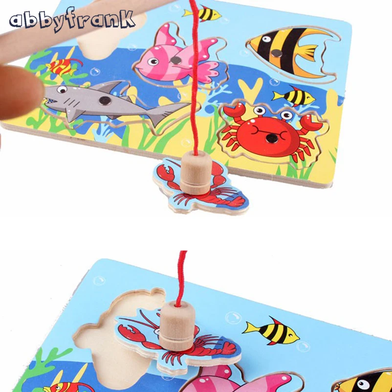 Abbyfrank Fishing Child Toy Wooden Fish Toys Fish
