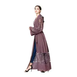 Для женщин мусульманских Дубай свободные кафтан черный, Фиолетовый Вышивка Абая арабских модное платье арабский турецкий кафтан жен
