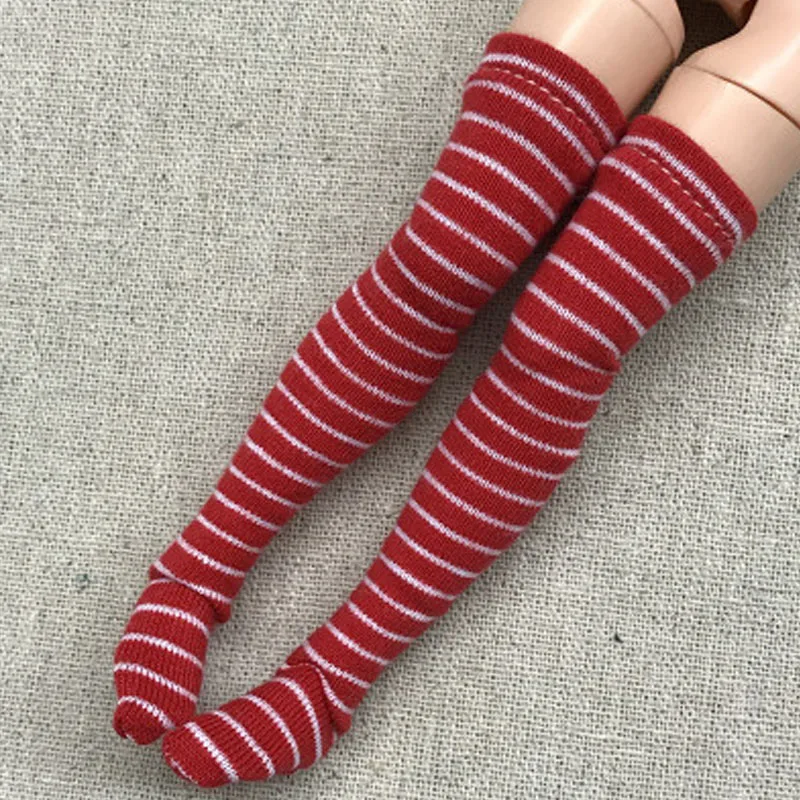 1 пара полосатых чулок для куклы Барби, чулки до бедра для куклы Blythe 1:6, длинные носки для куклы Momoko 1/6, аксессуары для кукол