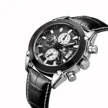 Высококачественные мужские часы MEGIR с функцией хронографа, роскошные мужские брендовые военные наручные часы из натуральной кожи