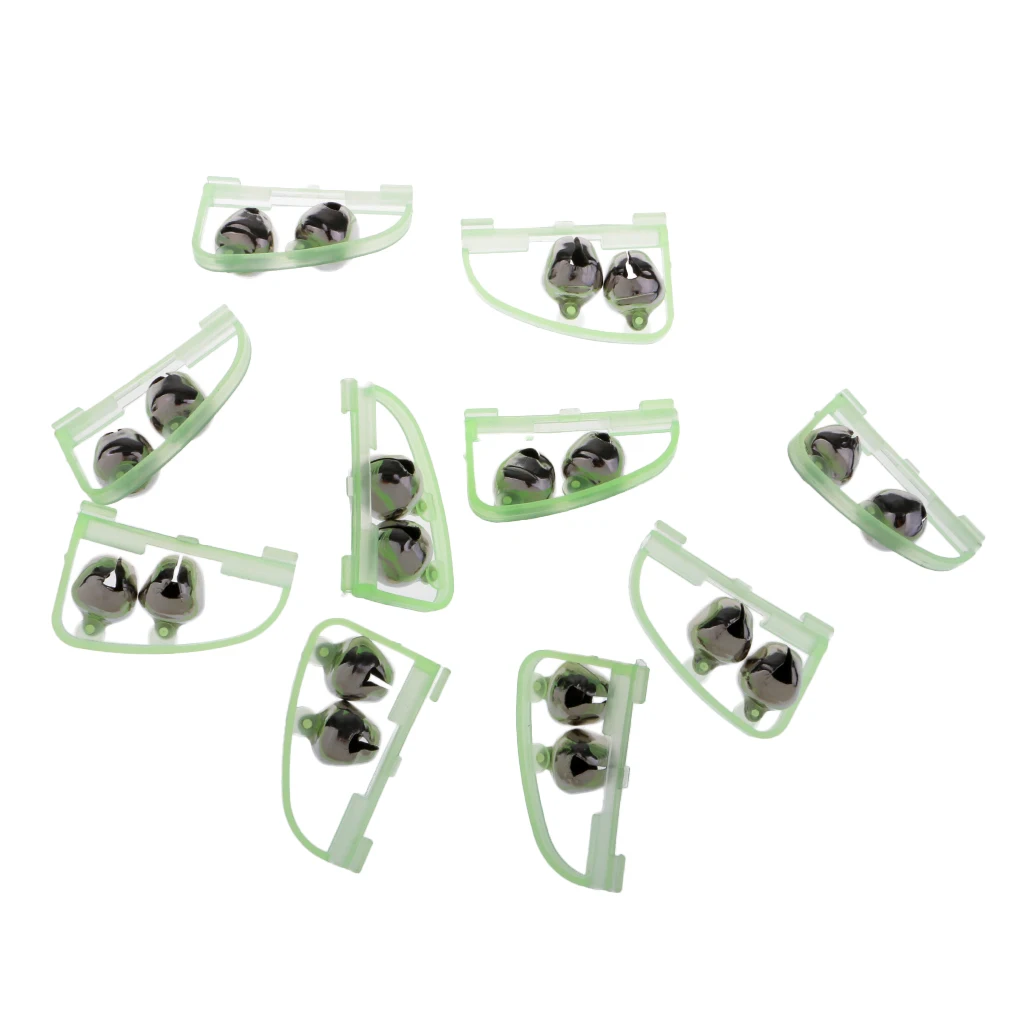 10Pcs Luminous Fishing Bite Bait Alarm 2 Bells Light Rod Tip Clip Alert Ring Fish Lures Accessory Outdoor Fish Tool