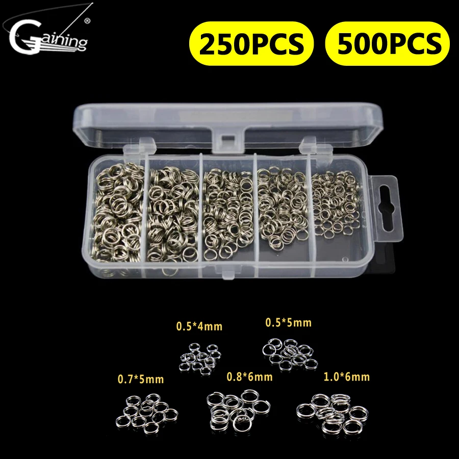 

250pcs/500pcs High Carbon Steel Fishing Ring Split Clip Swivel Double Loop Quick Change Hook Connector carp fishing Accessories