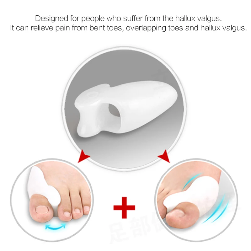 1Pair=2Pcs Gel Silicone Bunion Corrector Big Toe Separators Straightener Spreader Foot Care Tool Hallux Valgus Splint Massager