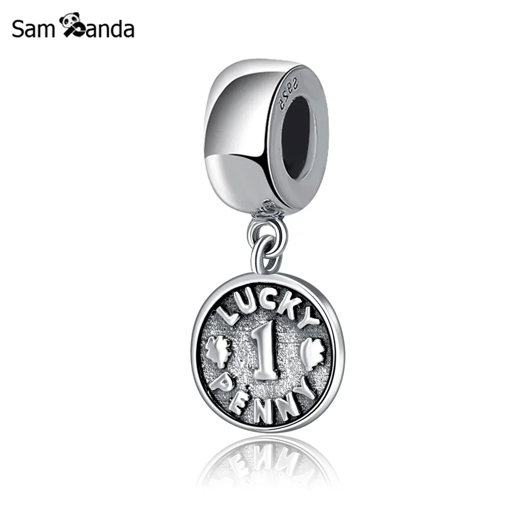 

Authentic 925 Sterling Silver Bead Charm Lucky Penny Pendant Beads Fit Pandora Bracelets & Bangles Women DIY Necklace Jewelry