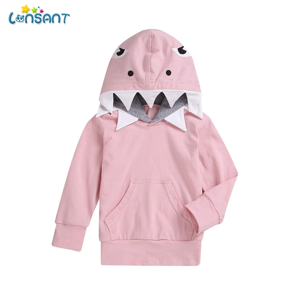 LONSANT Kids Hoodies Clothes Baby Girl Long Sleeves Cartoon Shark Hooded Sweatshirt Cotton Pullover Tops baby sweatshirt hoodie