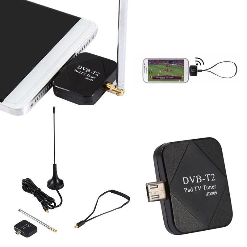 1 шт. HD ресивер для Android Micro USB адаптер цифровой ТВ тюнер приемник с 2 антеннами