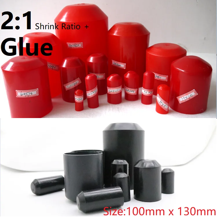 

Dia 100mm x 130mm Length 2:1 Heat Shrink End Seal Caps Adhesive Glue Lined PE Insulated Wrap Wire Line Cover Bottom Cable Sleeve