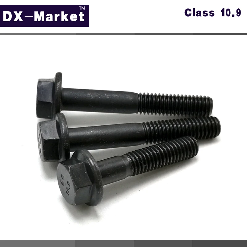 

m10*45 , 8pcs , m10 flange bolt , Black Metal Hex Head Flange screw , Metric Half thread hex bolt ,A027