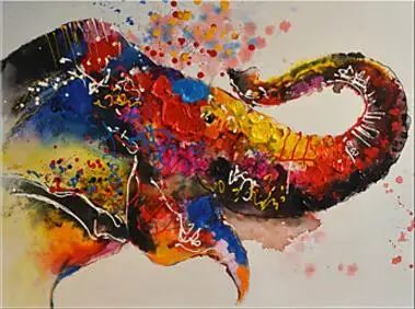

Abstract Colorful Elephant Oil Painting Applys to Hotel Study Living Room Cafe Wine Bar Wall Painting in Abstract Style