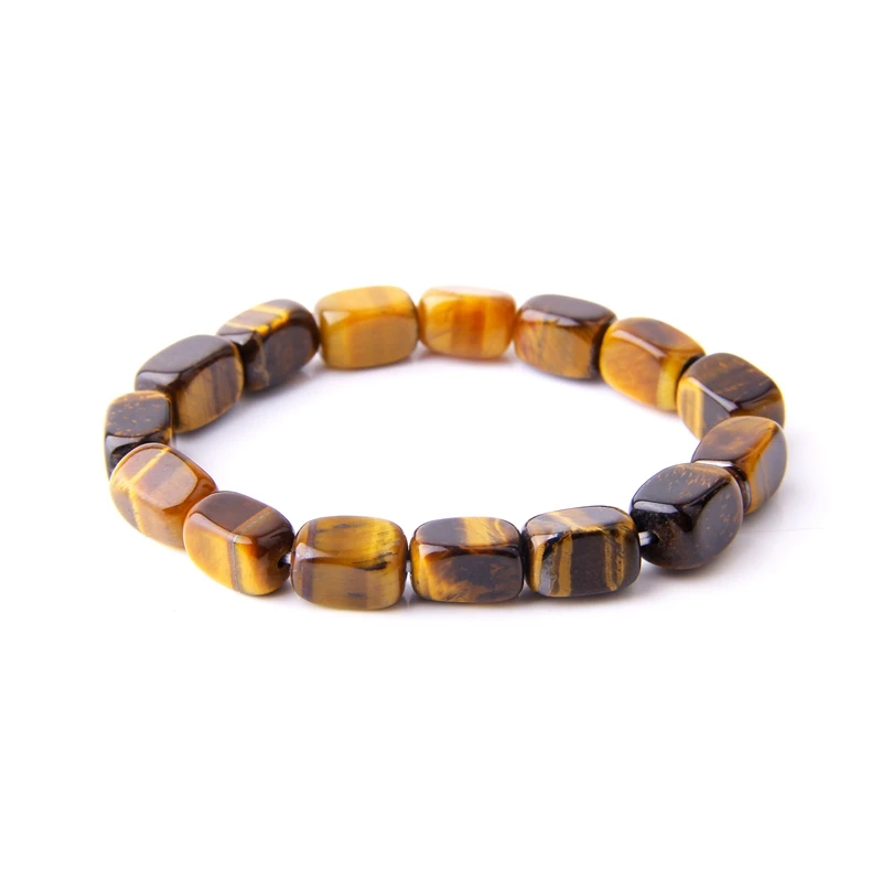 

Natural Yellow Tiger Eye Rectangle Beads Bracelets Fashion Healing Energy Gem Stone Smooth Bracelets For Woman & Man Jewelry