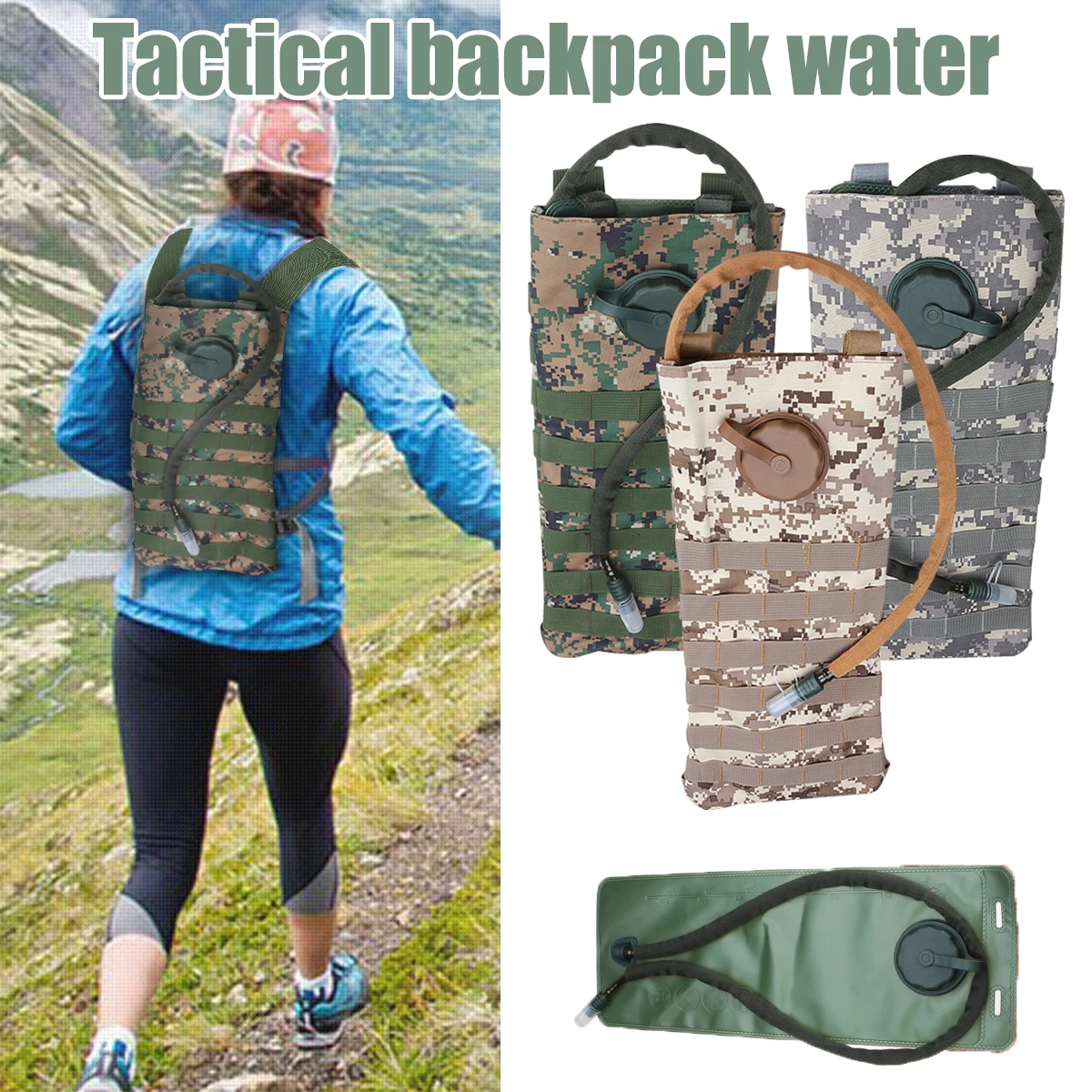 

3L Water Bag Molle Military Tactical Hydration Backpack Outdoor Camping Camelback Camel Water Bladder Bag For Cycling Camping