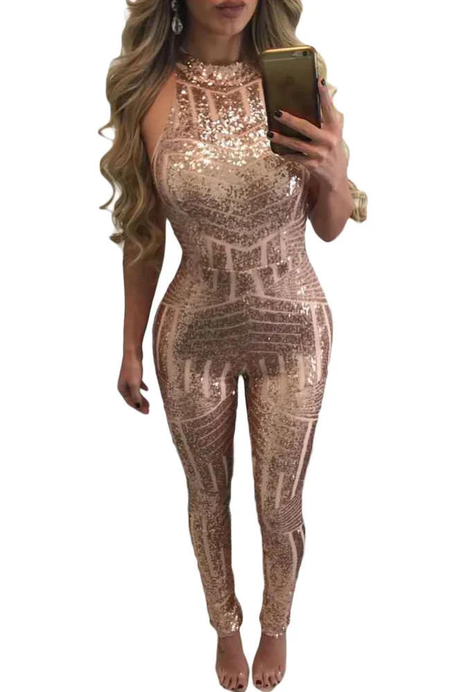 gold sparkly jumpsuit
