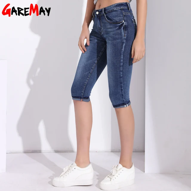 Denim Capris For Women Plus Size Calf-length Pants Skinny Jeans Woman High Waist Jeans Stretch Slim Jean Female Summer Clothing 1