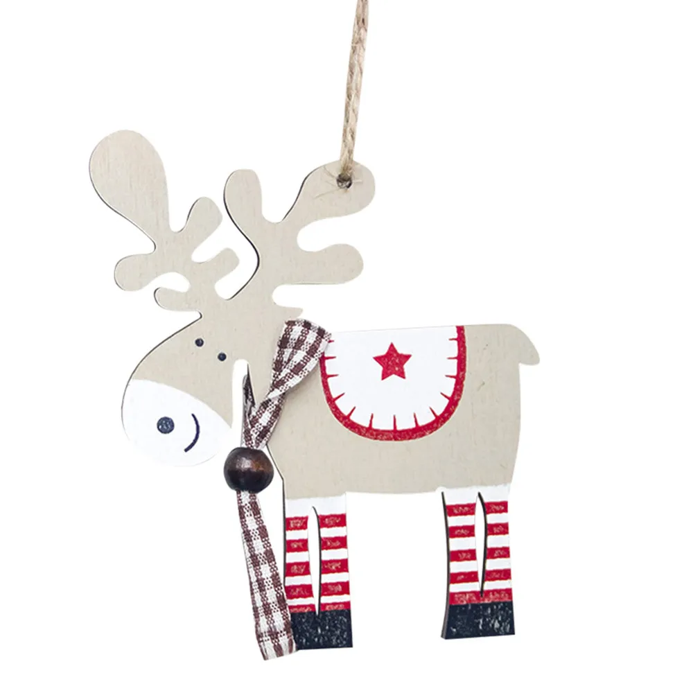 

1pcs Christmas Tree Decoration Xmas Cute Wooden Elk Pendant Deer Craft Ornament Best for Kids Gift