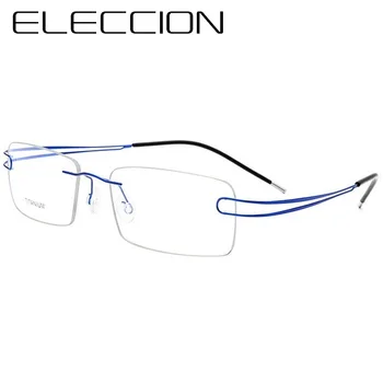 

ELECCION Titanium Alloy Rimless Glasses Men Ultralight Optical Frame Prescription Glasses Women Transparent Screwless Eyewear