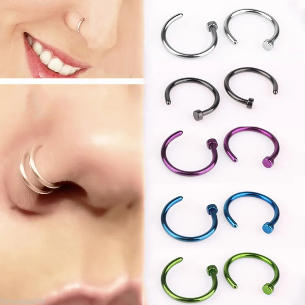 Piercing Jewelry Fake Nose Clip Stud Rings 316L Stainless Steel 6 8 10 12mm For Women 5PCS