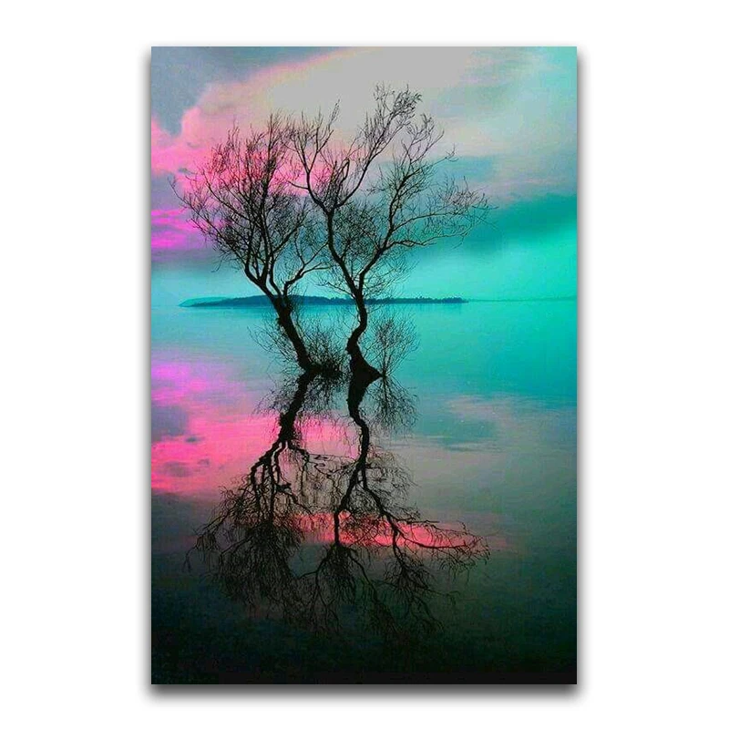 Full Round Diamond mosaic landscape Full Square Diamond embroidery Cross stitch sea 5D DIY Diamond painting Color cloud tree
