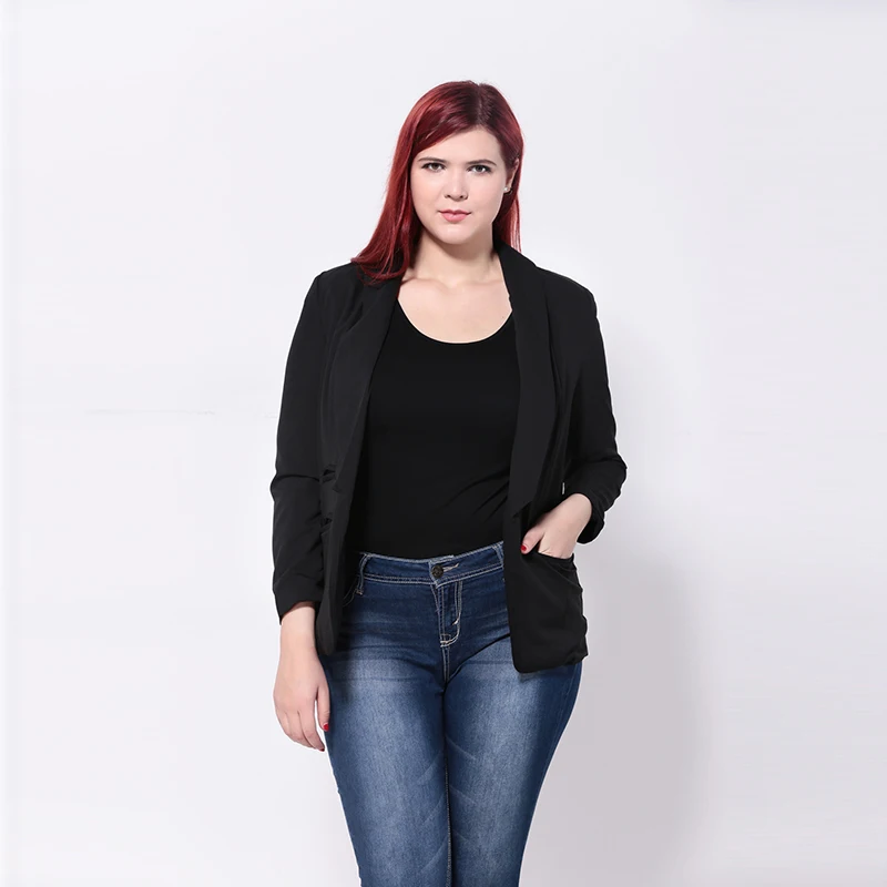 Kissmilk Plus Size New Fashion Women Turtle Neck Pocket Slim Big Size Casual Small Suit Coat 3XL 4XL 5XL 6XL