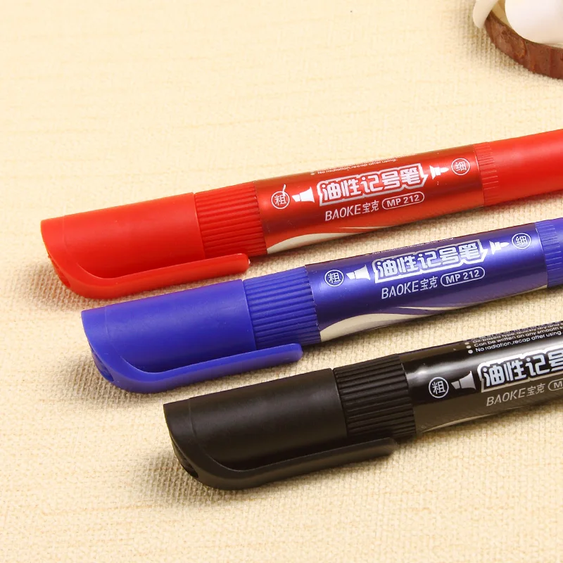 

3 color Double head tip colored Big marker pen,fast dry permanent sign marker pen,for School Office drawing Hook line marking