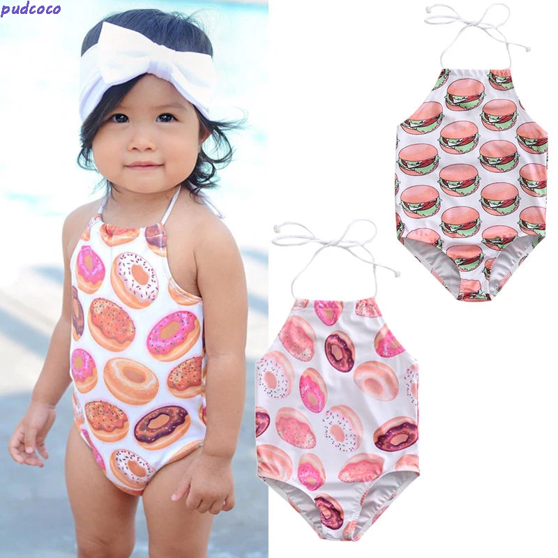 Купальный костюм для новорожденных девочек; купальный костюм для маленьких девочек; милый купальный костюм с принтом пончика; Cosutme; пляжная одежда; цельный купальник