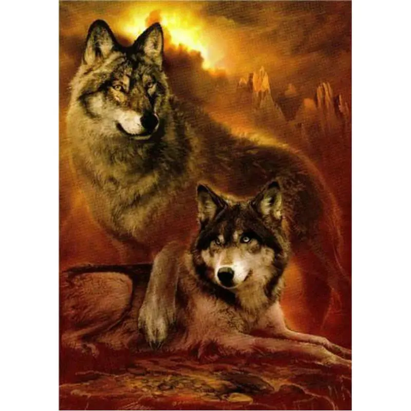 

5D Diamond embroidery wolfs couple picture Diy diamond painting full square rhinestone paste Crafts Needlework Home decoration
