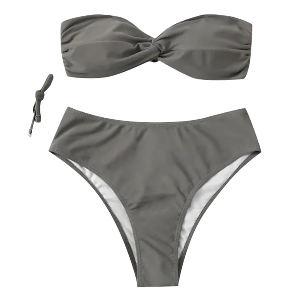 

KANCOOLD Women Clothes Sexy Pure Color Push-Up Split Swimsuit Femme 2019 High Waist Strapless Summer Beachwear Swimwear Women